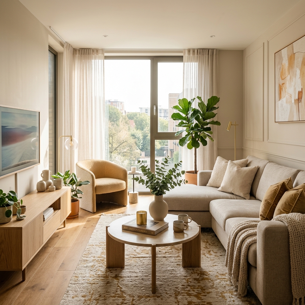 Representative premium apartment living room interior