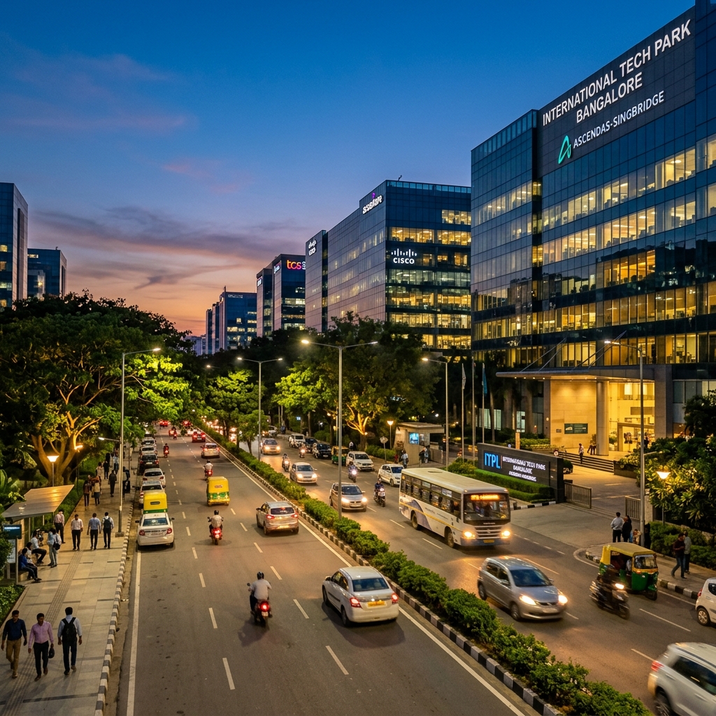 Representative street view of Whitefield ITPL business district near Iza Homes
